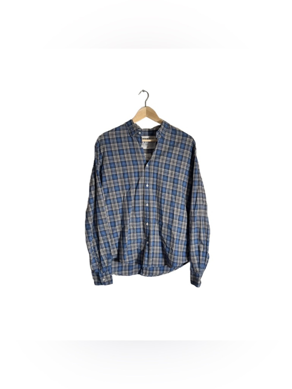 Frank & Eileen Men's Luke Button Down Shirt Blue Plaid Cotton Preppy Medium